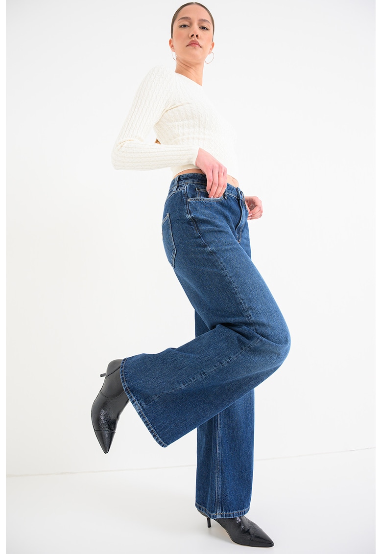 Blugi relaxed fit cu croiala ampla - Albastru inchis