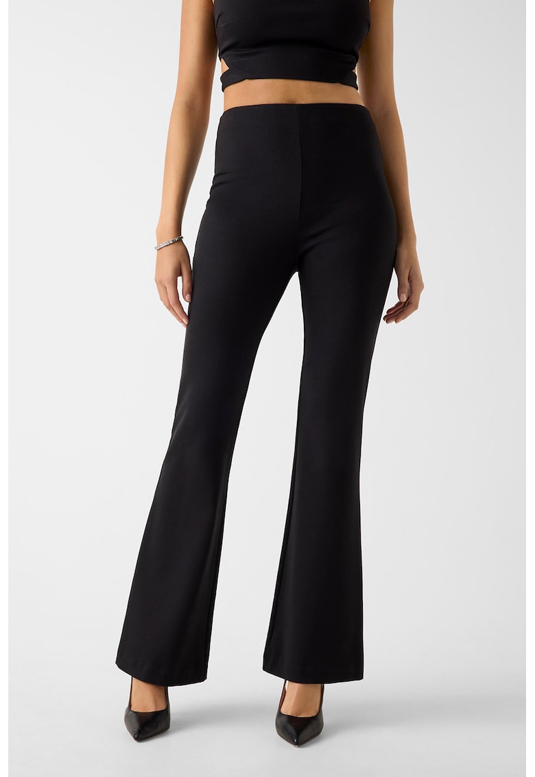 Blugi cu croiala bootcut si talie inalta - Negru