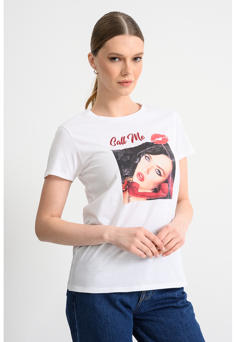 Tricou cu imprimeu foto - Rosu/Alb/Negru