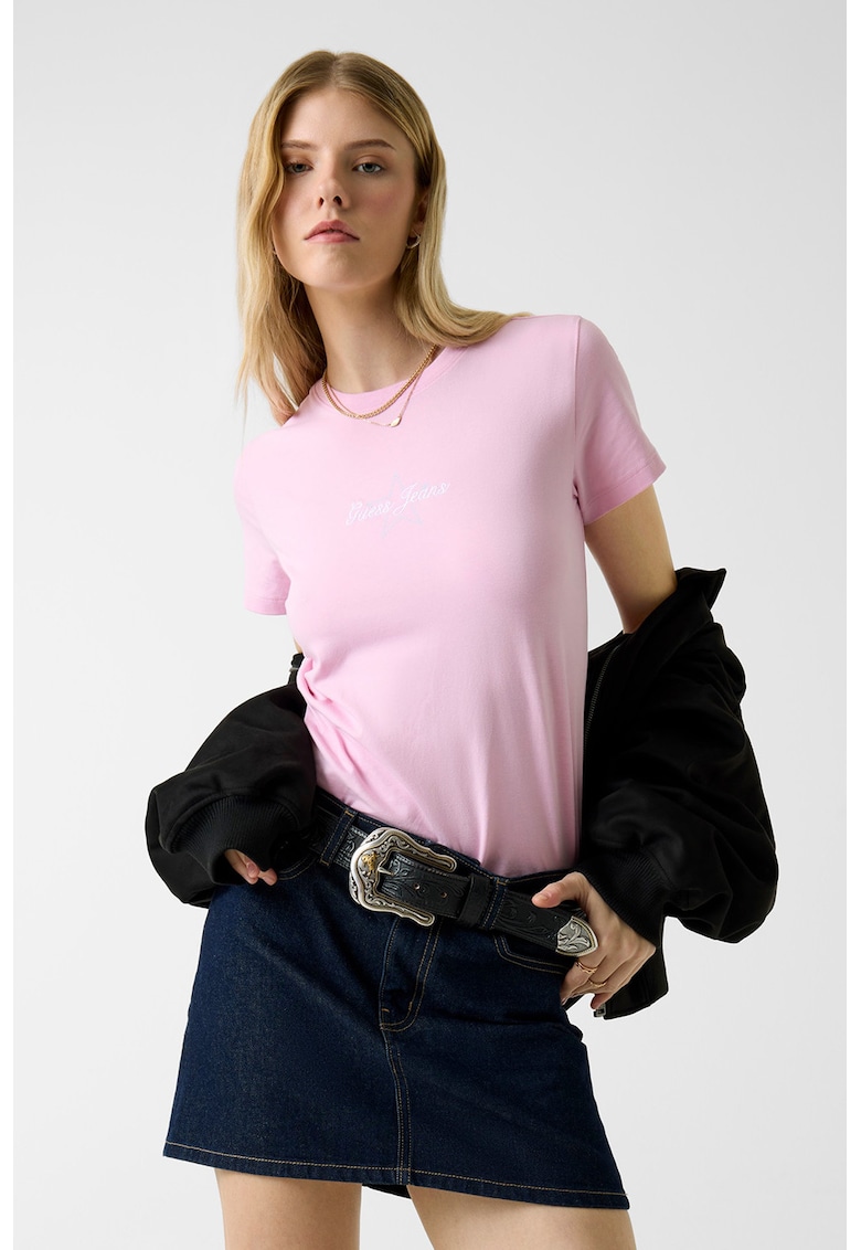 Tricou cu decolteu la baza gatului - Roz