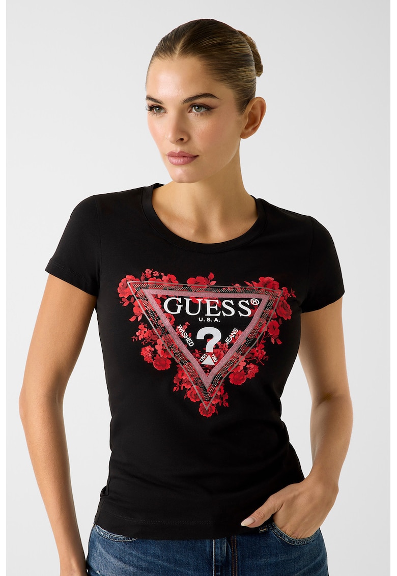 Tricou cu imprimeu logo - Rosu/Negru