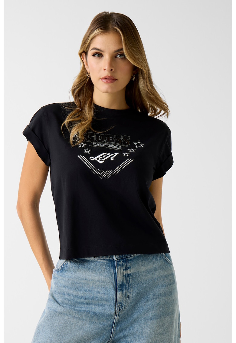 Tricou cu imprimeu logo - Negru