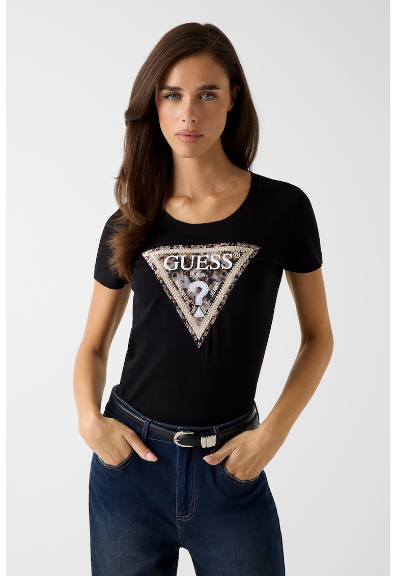 Tricou cu imprimeu logo - Negru