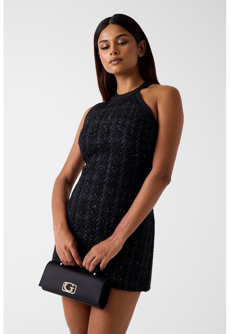 Rochie mini fara maneci din amestec de lana - Negru