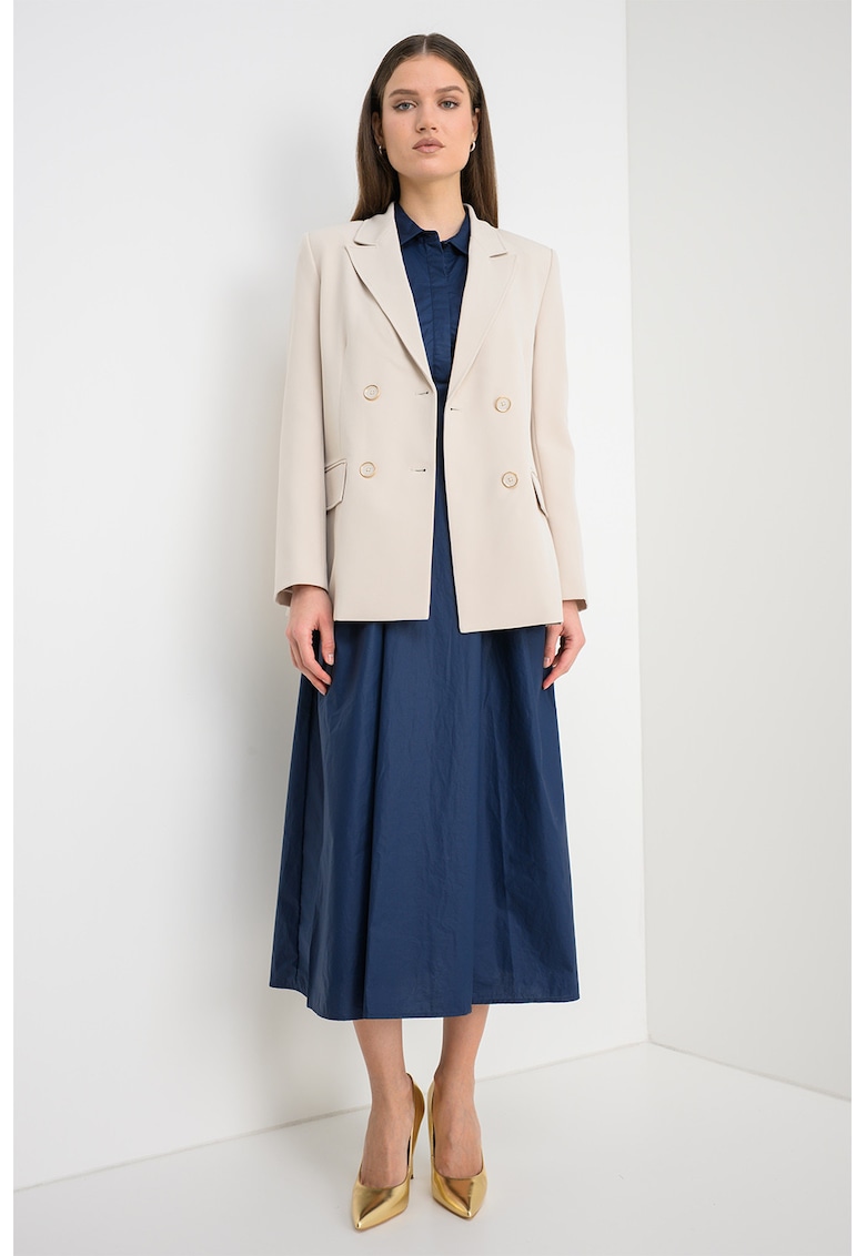 Sacou cu revere decupate - Bej deschis