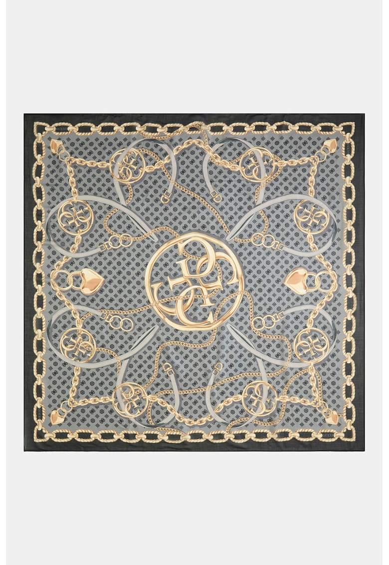 Esarfa din modal cu model logo - Negru/Bej