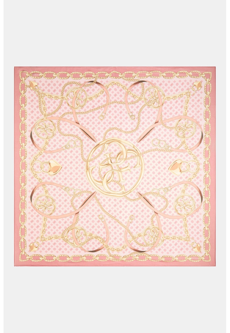 Esarfa din modal cu model logo - Coral/Bej