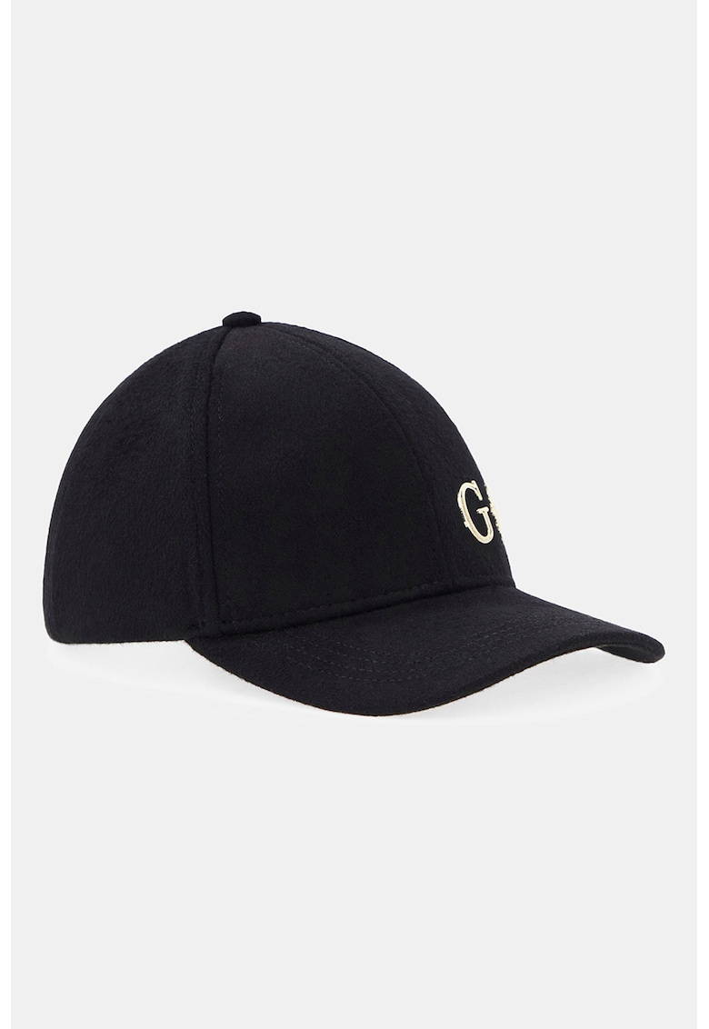 Sapca din amestec de lana cu aplicatie logo - Negru