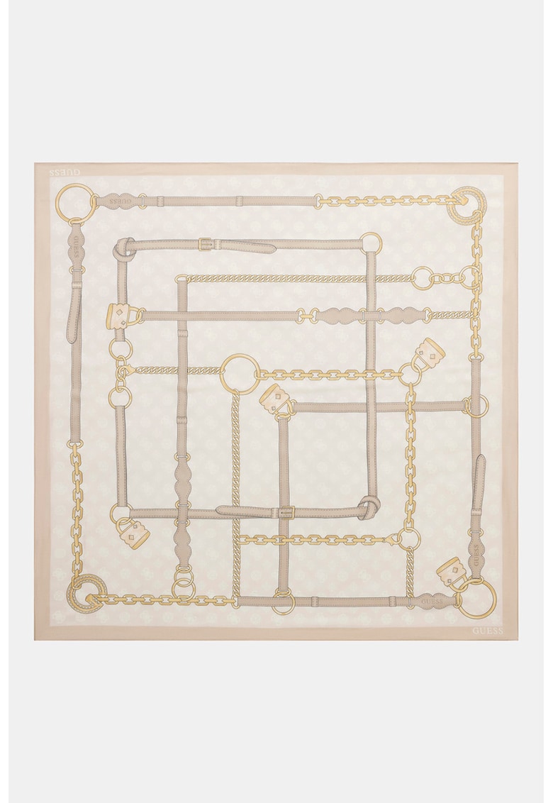 Esarfa din modal cu model logo Emilie - Maro taupe deschis