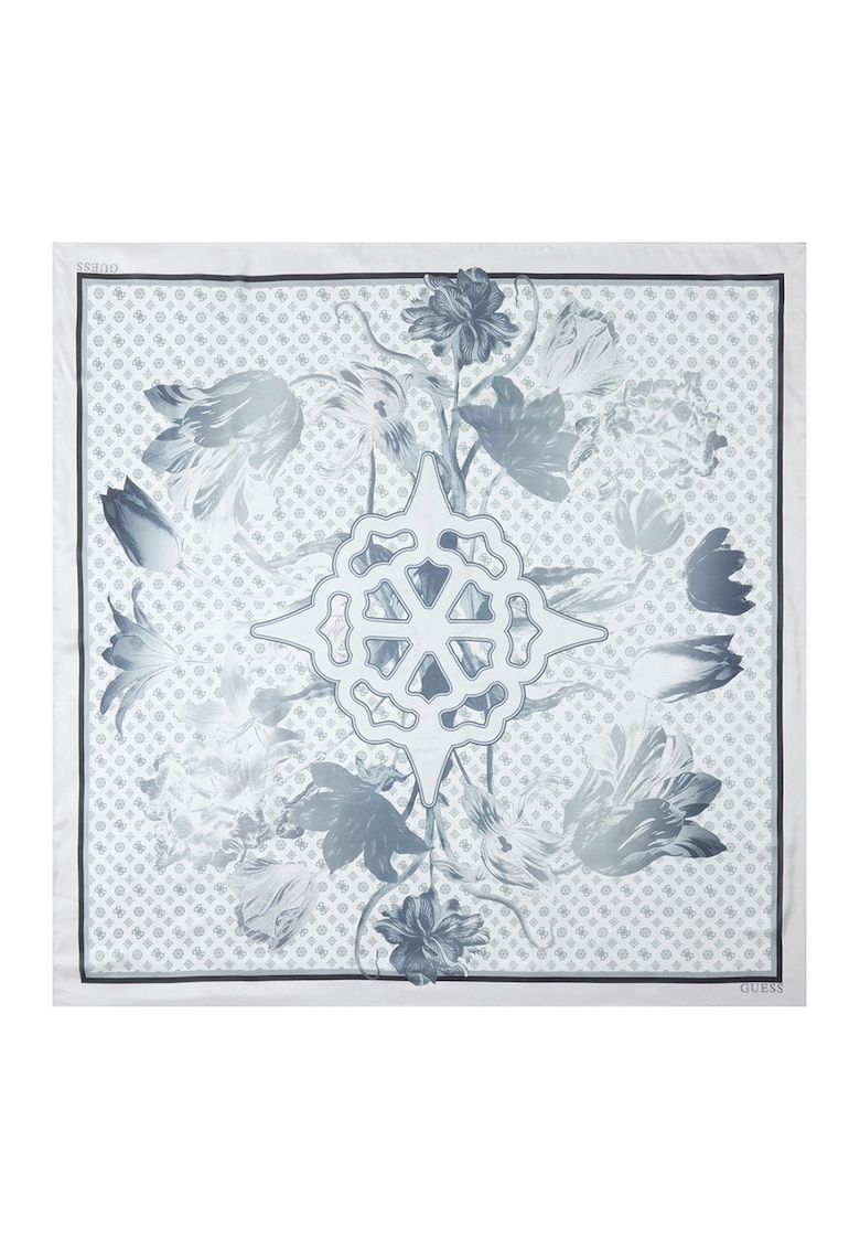 Esarfa cu model floral - Negru/Alb murdar