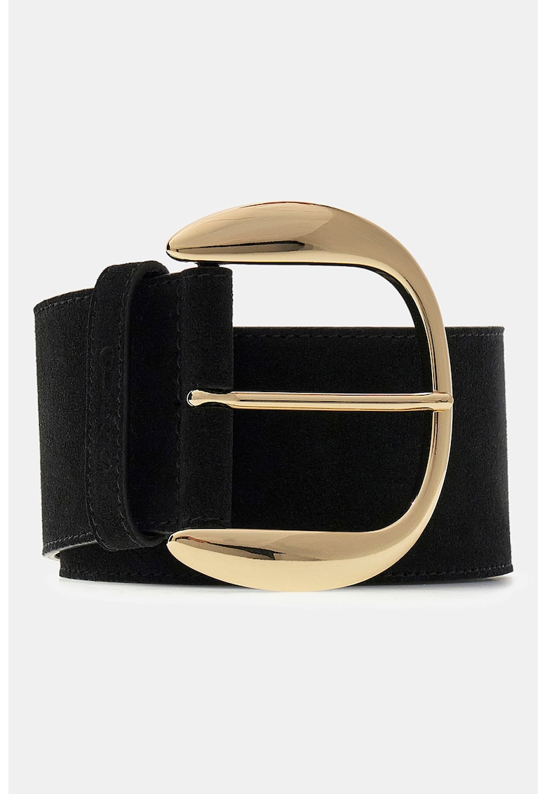 Curea lata din piele intoarsa - Negru