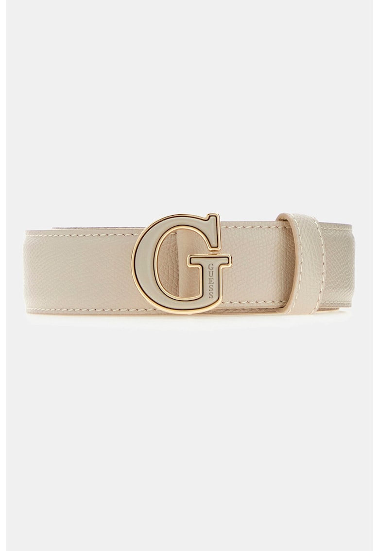 Curea din piele ecologica cu catarama cu nit si logo Davina - Maro taupe deschis