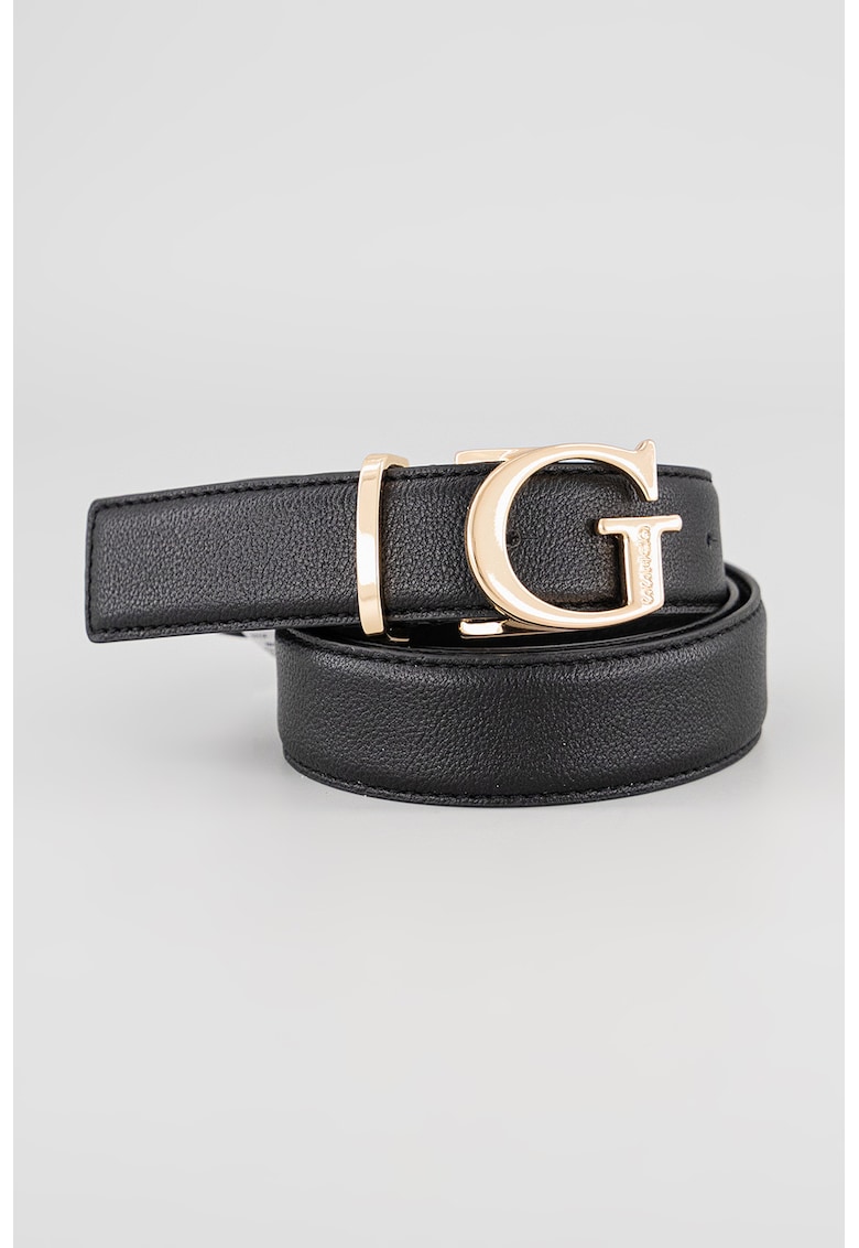 Curea ingusta cu logo - Negru