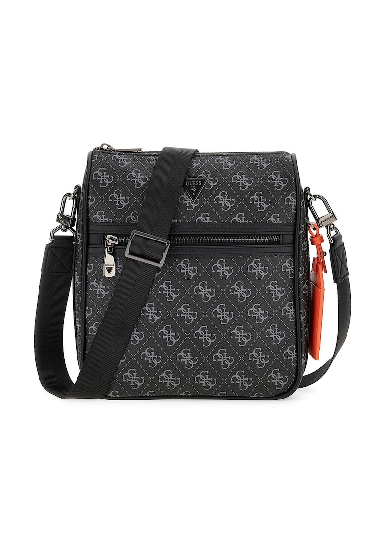 Geanta crossbody cu model monograma Milano - Negru/Gri cenusiu