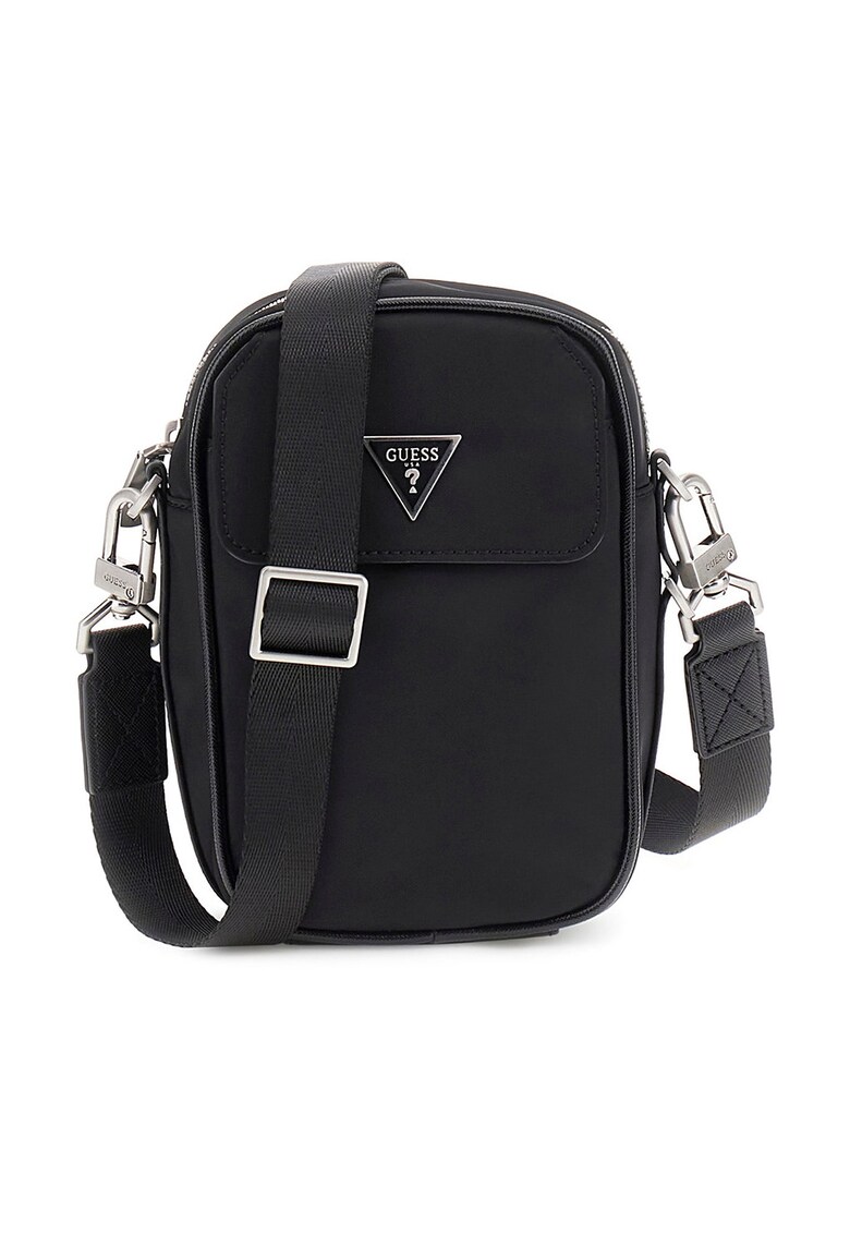 Geanta crossbody cu buzunar frontal cu clapa Milano - Negru