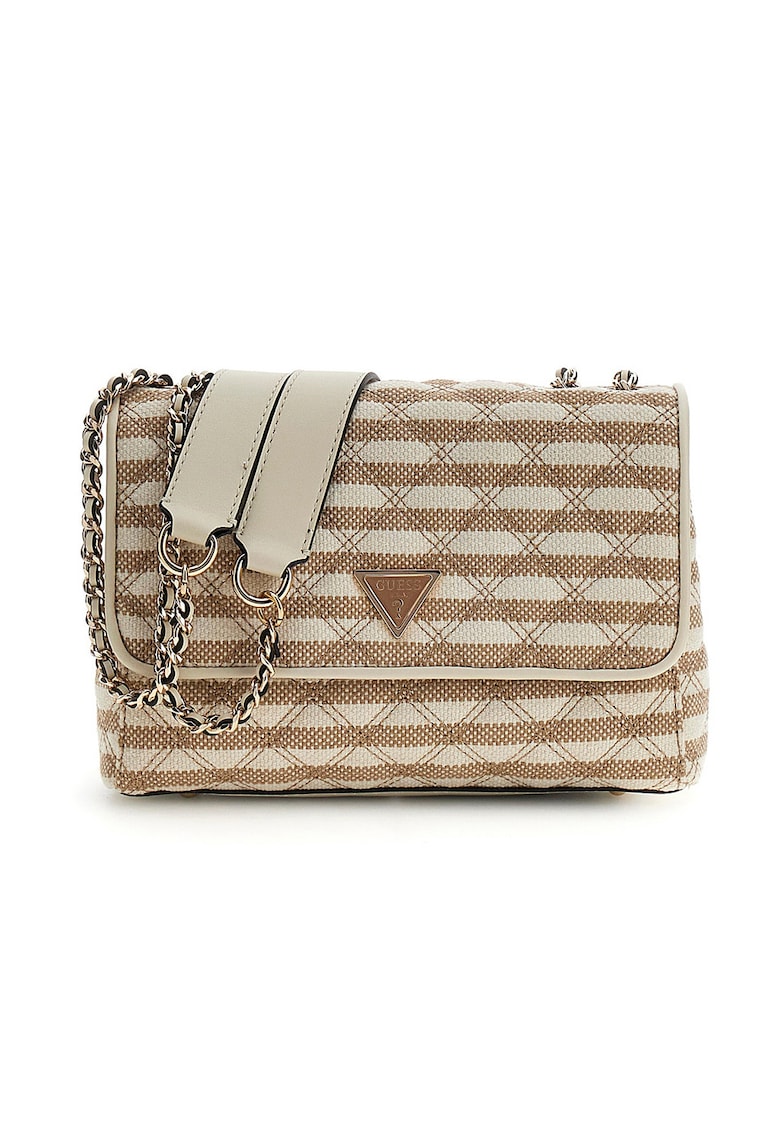 Geanta crossbody cu dungi Giully II - Alb/Maro taupe