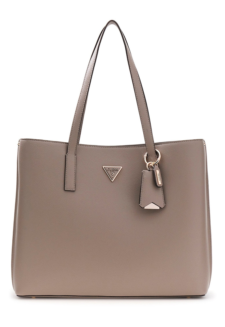 Geanta shopper de piele ecologica cu aplicatie logo - Grej