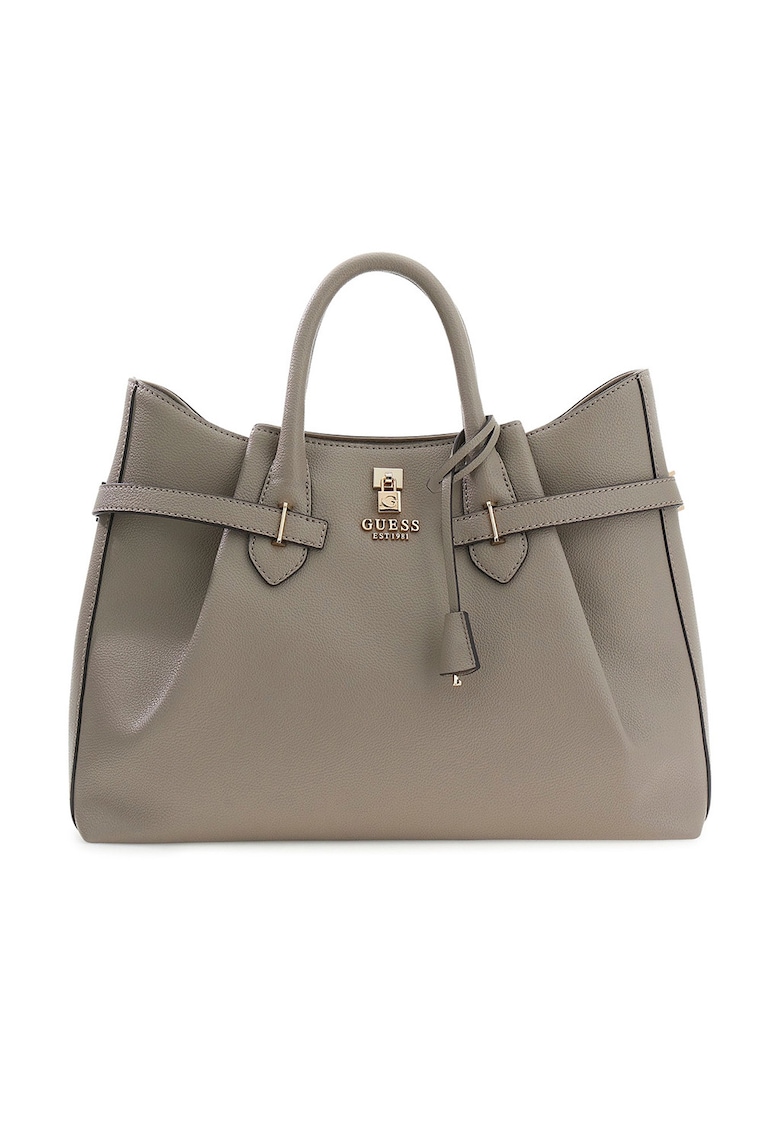 Geanta din piele ecologica cu bareta de umar si bareta decorativa Yesba - Grej