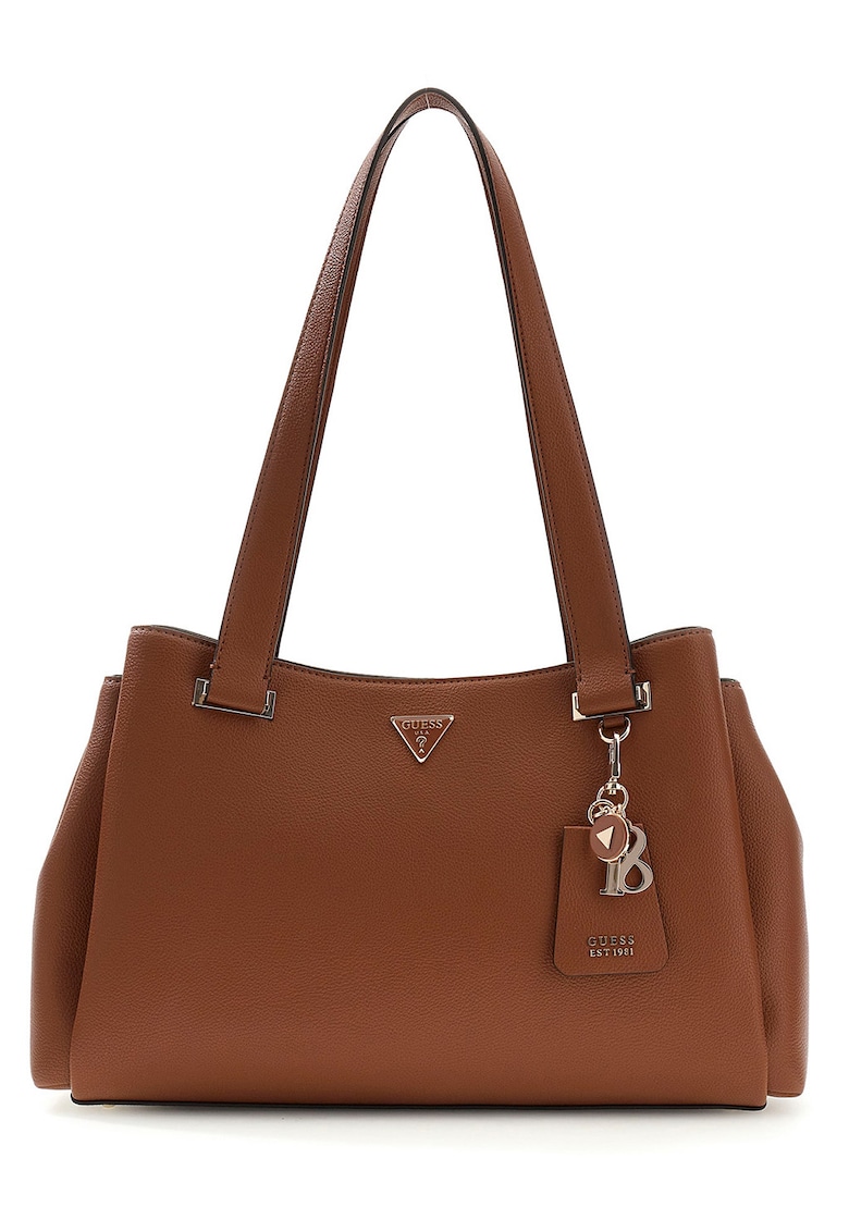Geanta de umar cu accesoriu logo Evie - Maro cognac