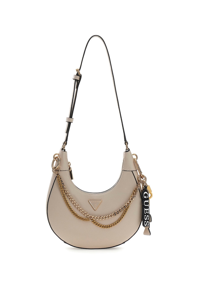 Geanta crossbody din piele ecologica cu pandantive Davina - Maro taupe deschis