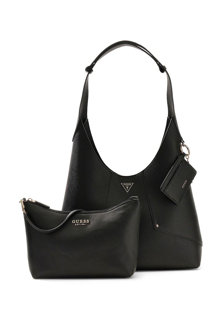 Geanta hobo din piele ecologica cu logo Darcy - Negru