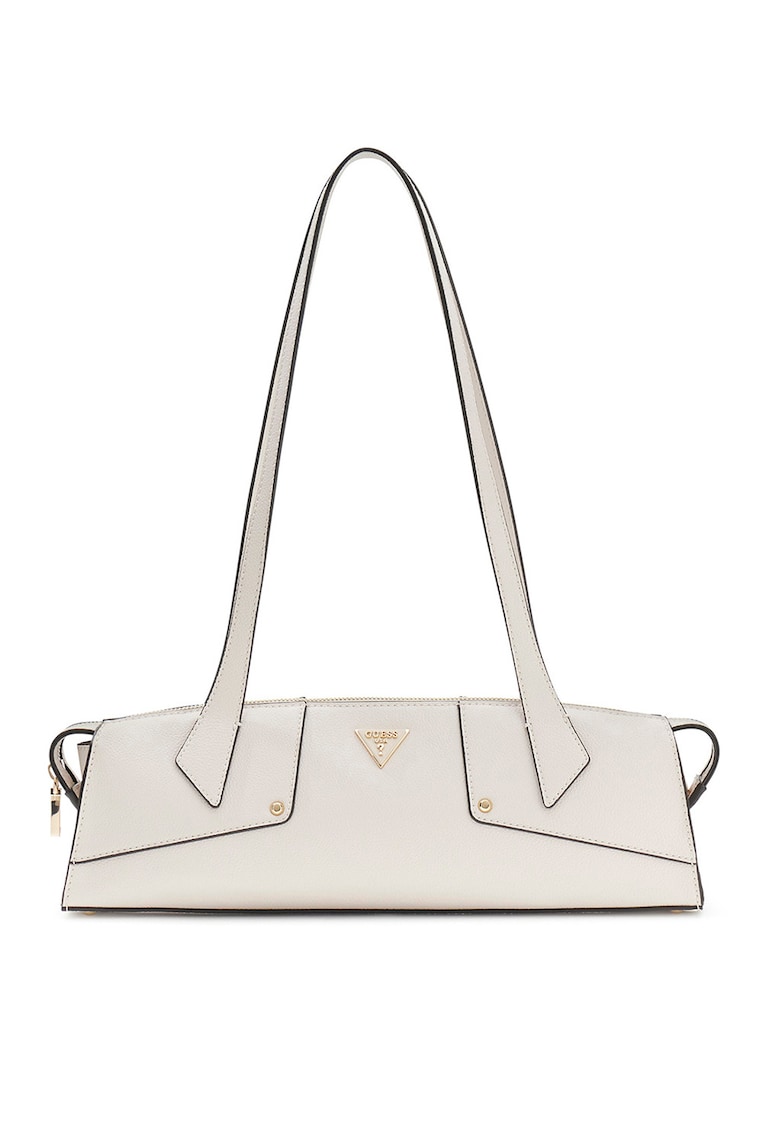 Geanta din piele ecologica cu bareta de umar si fermoar Darcy - Alb fildes