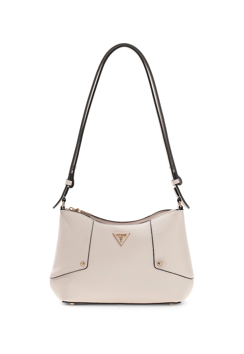 Geanta din piele ecologica cu bareta de umar si logo metalic Darcy - Alb fildes