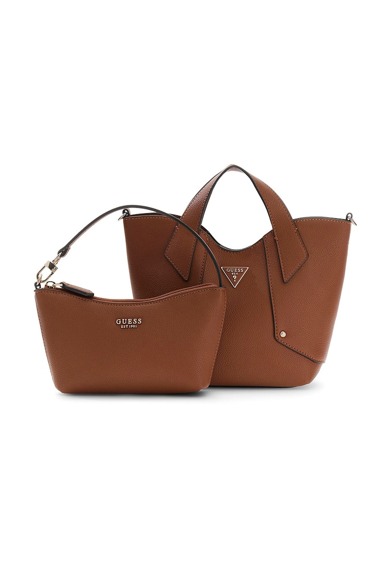 Geanta tote din piele ecologica cu etui detasabil Darcy - Maro inchis