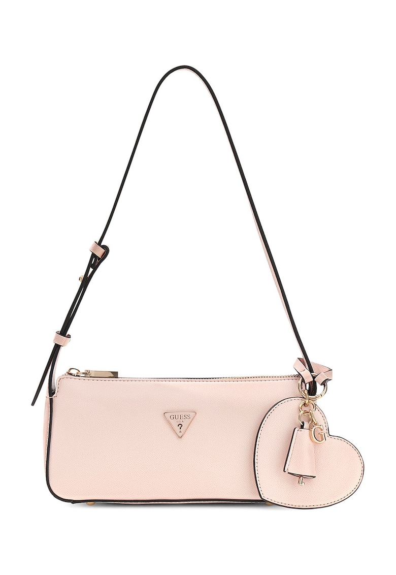 Geanta mica cu bareta de umar si accesoriu logo detasabil Isobel - Piersica