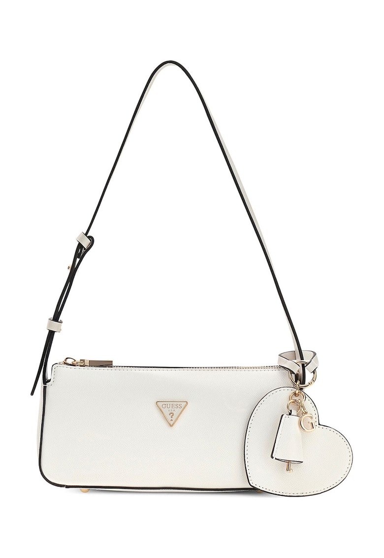 Geanta mica cu bareta de umar si accesoriu logo detasabil Isobel - Alb