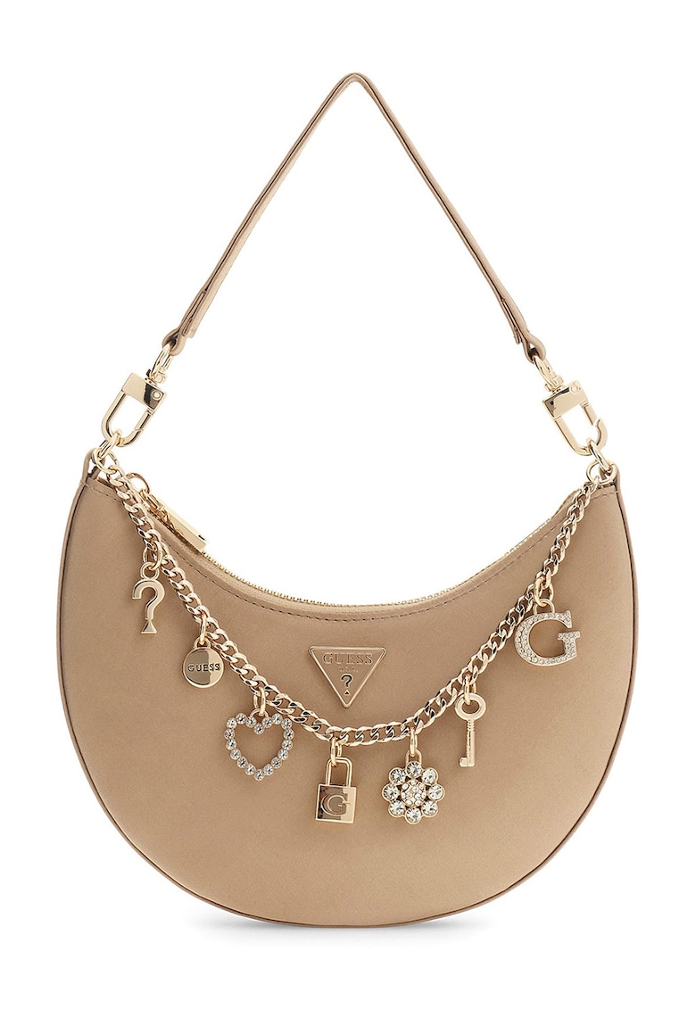 Geanta cu bareta de umar si aplicatie decorativa din lant Tasmin - Bej
