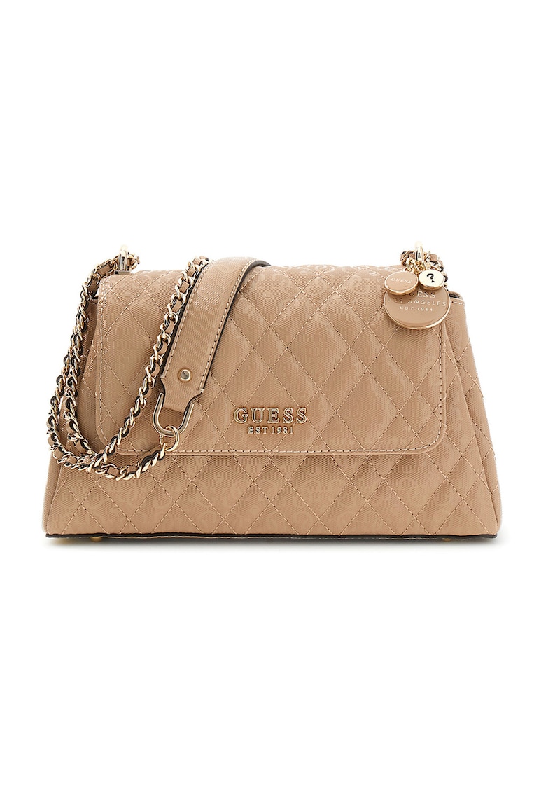 Geanta cu bareta de umar si logo metalic Isemay - Bej