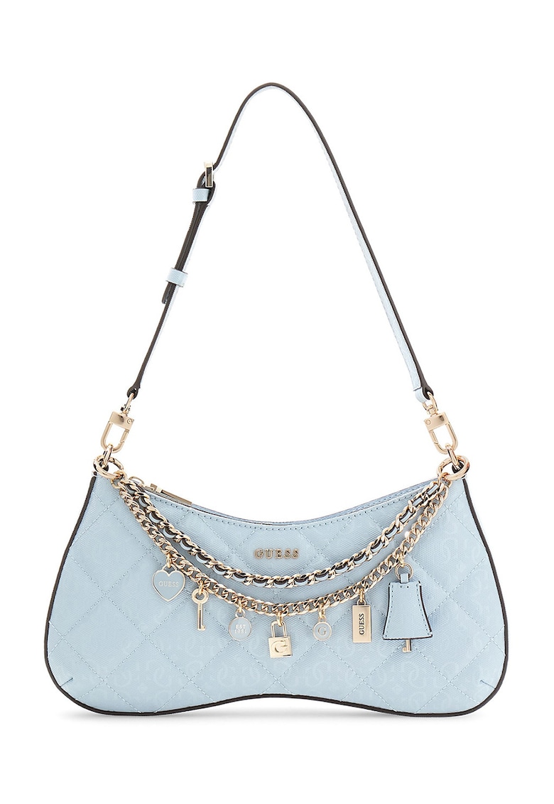 Geanta cu bareta de umar si pandantive Libby - Albastru pastel