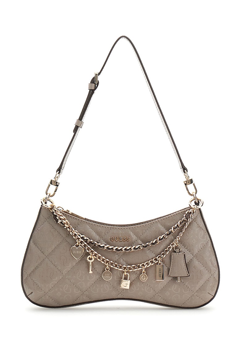 Geanta cu bareta de umar si pandantive Libby - Maro taupe