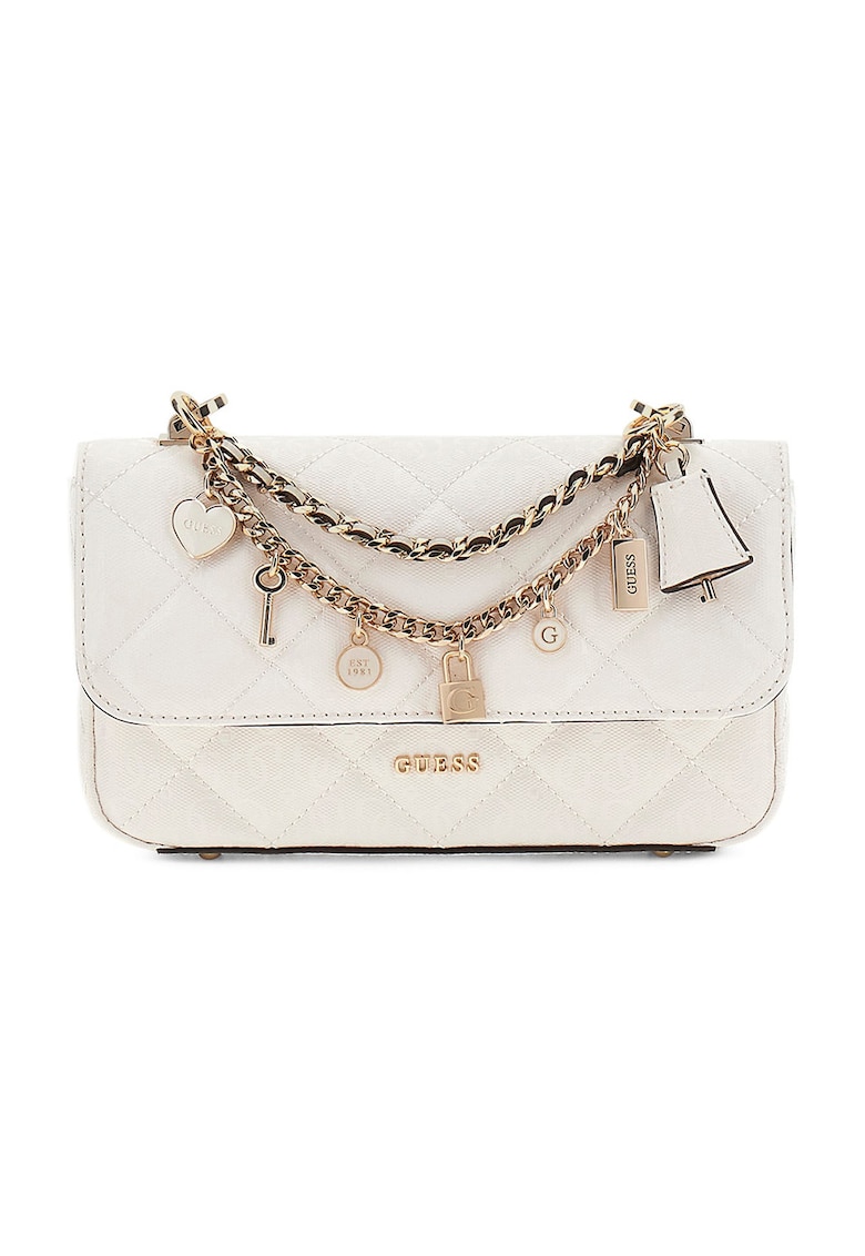 Geanta cu maner si pandantive Libby - Alb murdar