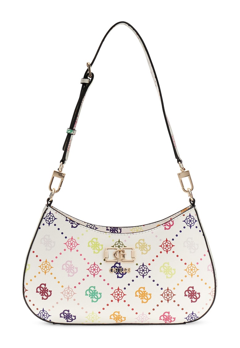 Geanta cu bareta de umar si model Emelie - Alb/Roz/Albastru