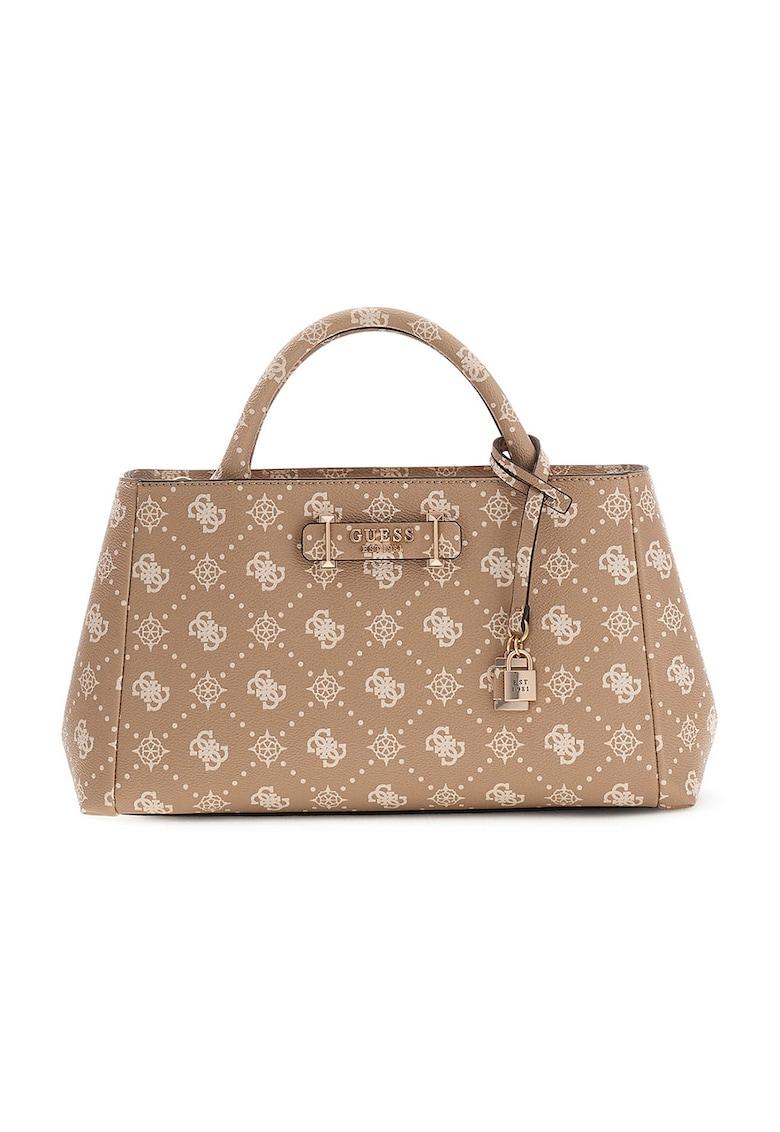 Geanta shopper din piele ecologica cu model logo Carrie - Maro camel