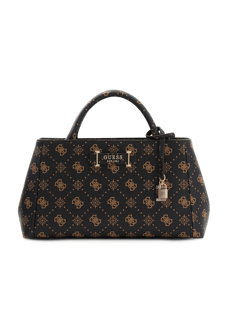 Geanta shopper din piele ecologica cu model logo Carrie - Negru/Bej