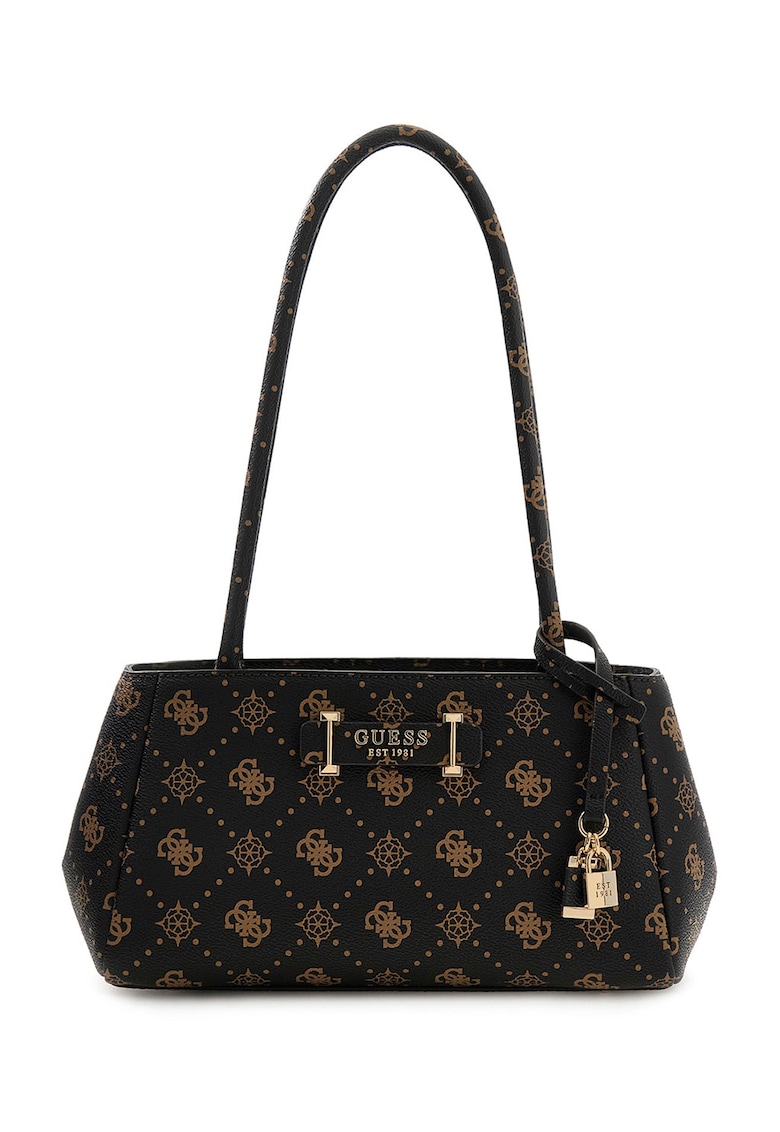 Geanta din piele ecologica cu bareta de umar si model logo Carrie - Negru/Bej