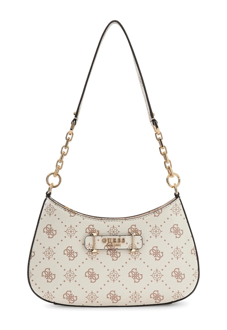 Geanta din piele ecologica cu bareta de umar si buzunar cu fermoar pe partea din spate Carrie - Negru/Alb murdar