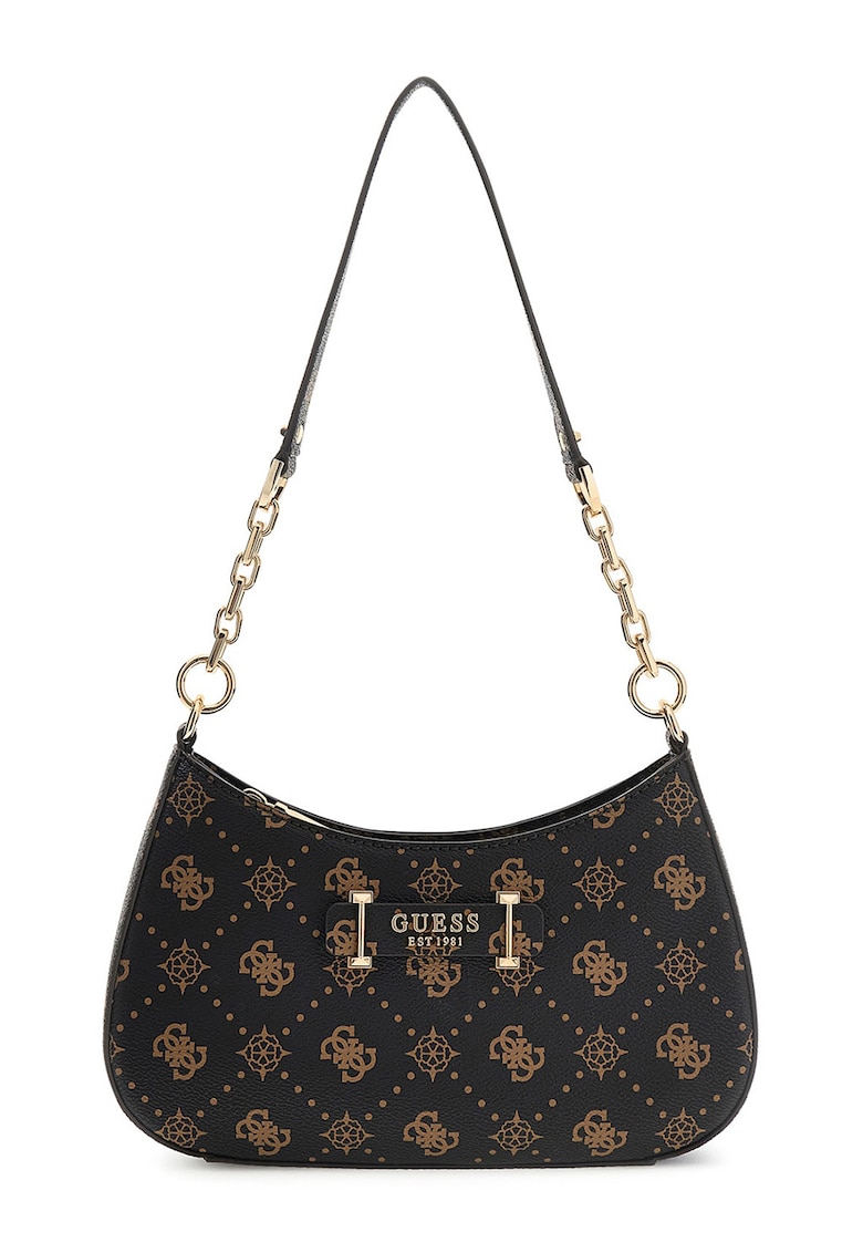 Geanta din piele ecologica cu bareta de umar si buzunar cu fermoar pe partea din spate Carrie - Negru/Bej