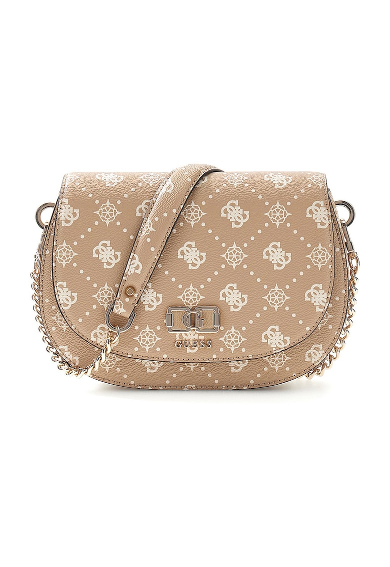 Geanta crossbody din piele ecologica cu model logo Emelie - Bej