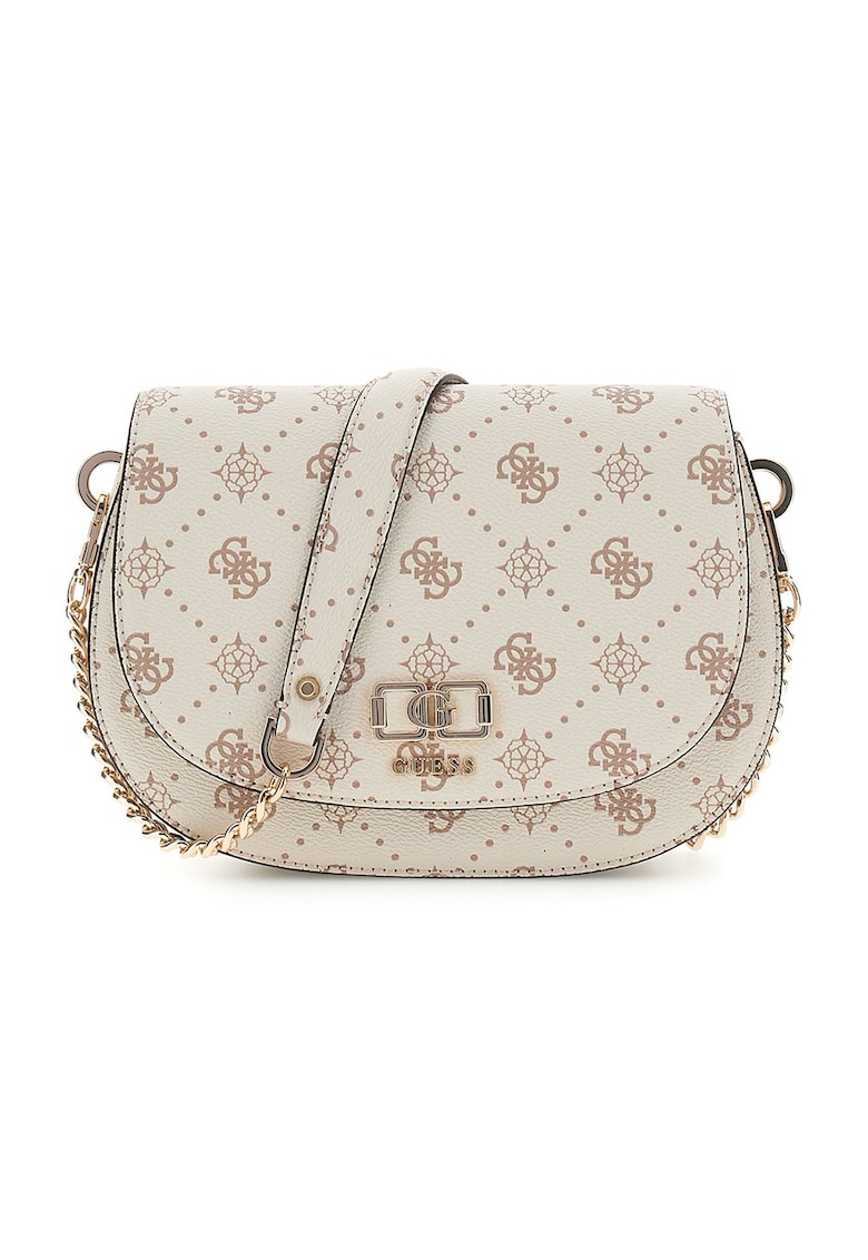 Geanta crossbody din piele ecologica cu model logo Emelie - Alb murdar