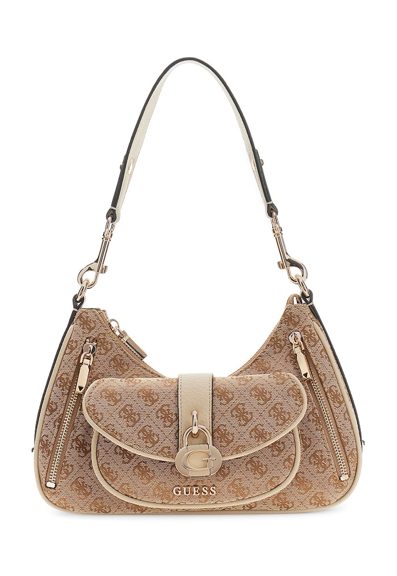 Geanta cu bareta de umar si model logo Jessa - Bej