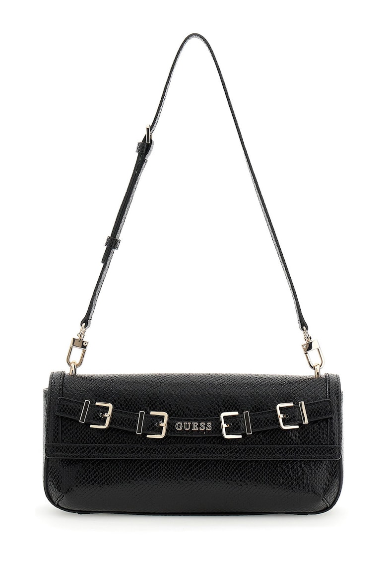 Geanta cu bareta de umar si aspect de piele de crocodil Dovie - Negru