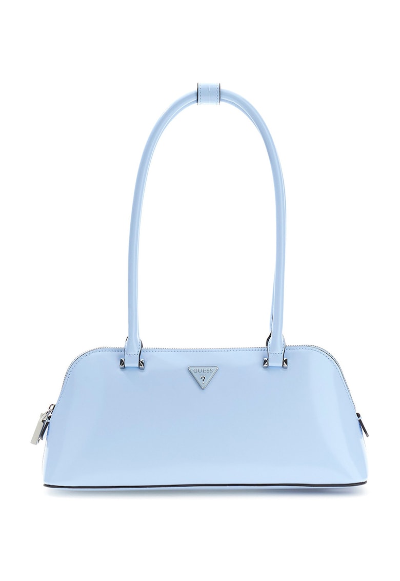 Geanta din piele ecologica cu bareta de umarok - Albastru pastel - 14x30x8