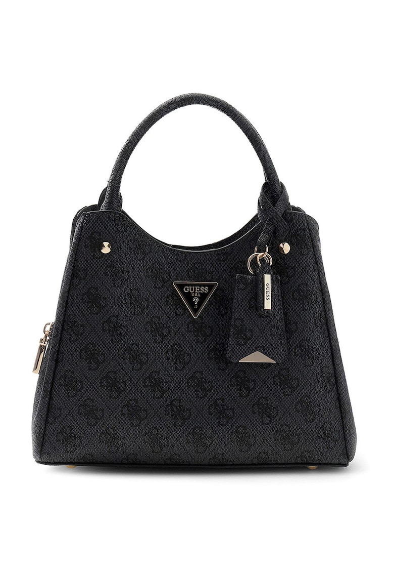 Geanta cu model monograma si bareta de umar Meridian - Negru