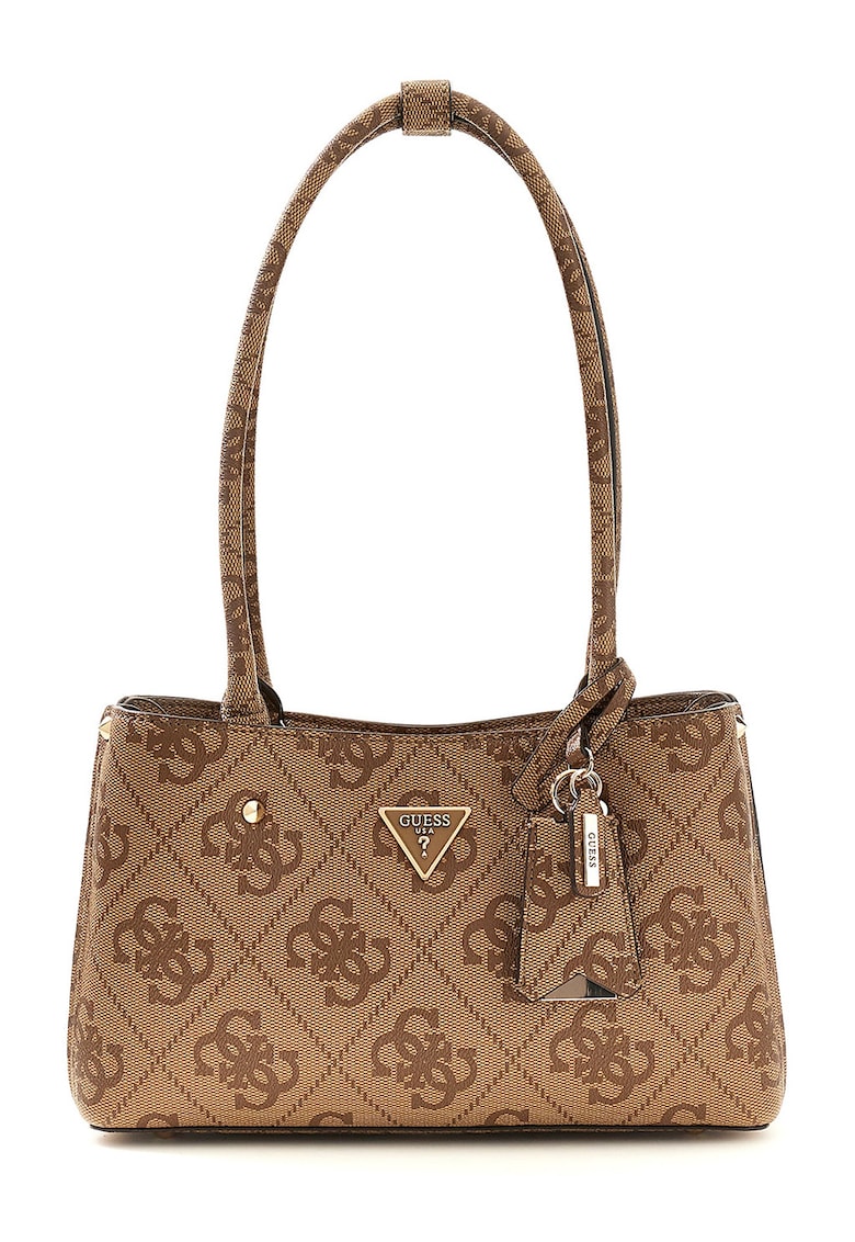 Geanta din piele ecologica cu model monograma si bareta de umar Meridian - Bej