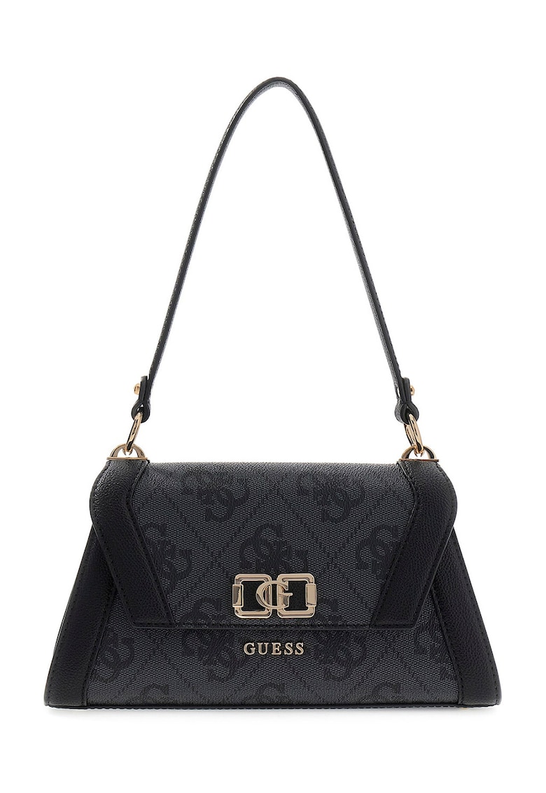 Geanta din piele ecologica cu bareta de umar si clapa Karnilla - Negru