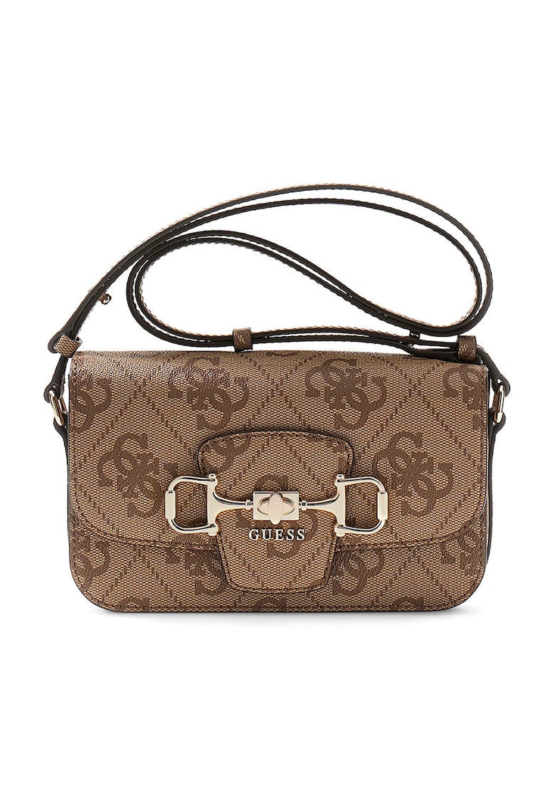 Geanta crossbody din piele ecologica cu model monograma Janie - Negru